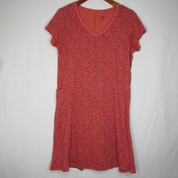 Toad & Co Salmon Pink Marley Short Sleeve V-Neck Shirt Dress Women's XL Xlarge - Picture 7 of 9